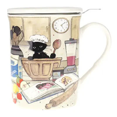 Mug tisaniere droite + boite ouverte chaton patissier Kiub Bug Art