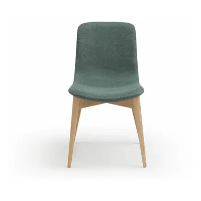 Chaise de repas tissu vert pied en frêne Zago Katy