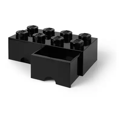 Brique noire de rangement LEGO à tiroir et à 8 tenons