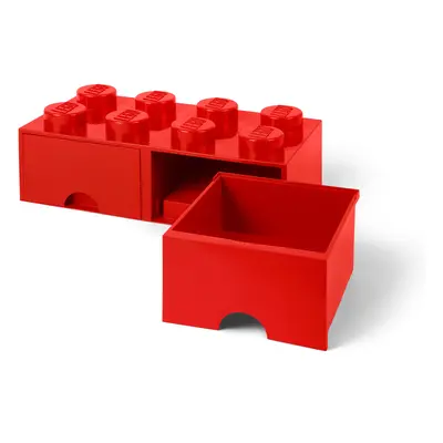 Brique rouge de rangement LEGO à tiroir 8 tenons