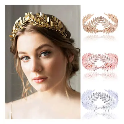 Femmes bandeau feuille fleur cheveux couronne pièce de tête bande d'or mariée