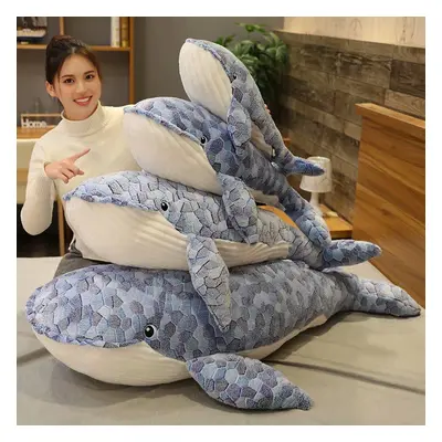 Peluche baleine bleue de 50 cm, jouet en peluche, animaux de la mer, requin câlin, oreiller doux