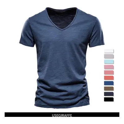 AIOPESON été 100% coton élasticité t-shirt hommes décontracté doux Fitness chemise hommes t-shir