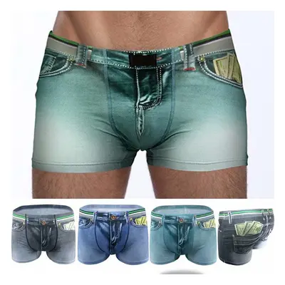 Drôle nouveauté hommes Boxer tronc sous-vêtements Shorts adulte Denim impression Jeans coton Str