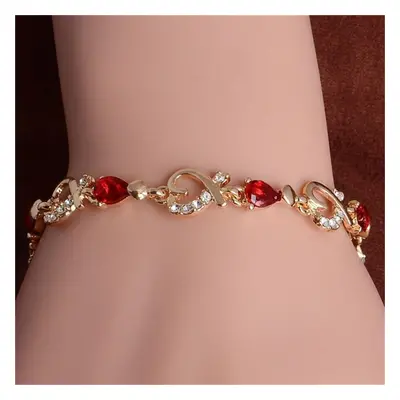 Bracelet coeur couleur or pour femmes, 4 couleurs, pierres, bijoux cadeau rouge