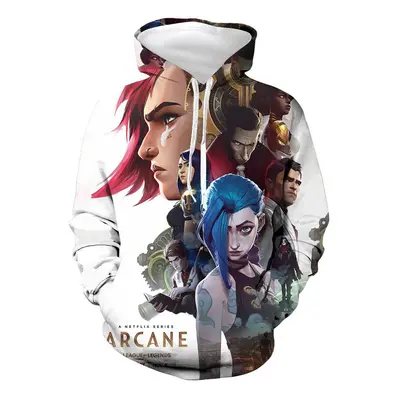 Sweat à capuche 3D Anime Arcane League of Legends pour hommes et enfants, manteau tendance, hip-