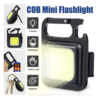 Petite lampe de poche LED COB porte-clés rechargeable, mini lampe de poche 4 modes d'éclairage, 