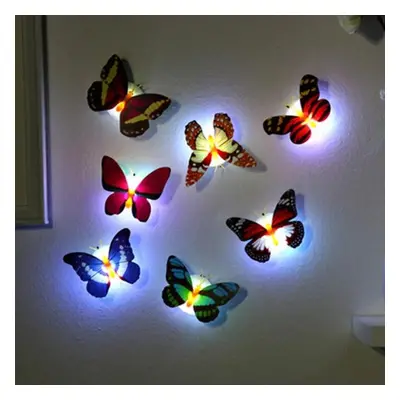 Autocollants muraux papillon auto-adhésifs colorés 3D LED, veilleuses, décalcomanie murale, déco