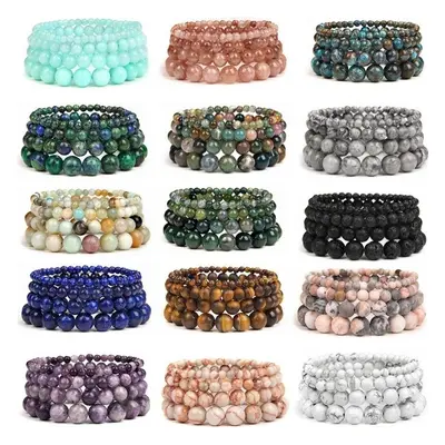 1 Pc Bracelets en pierre naturelle Onyx Agates Bracelets de perles rondes pour femmes hommes bij