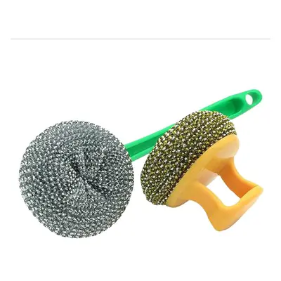 Brosse à boule métallique avec poignée, brosse de nettoyage de casserole, brosse de lavage de po