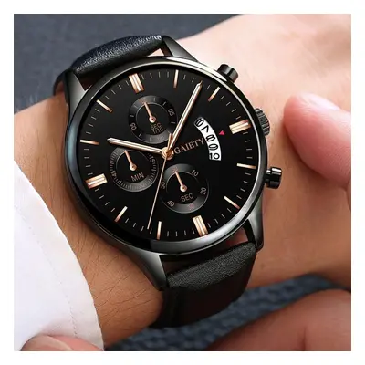 Montre pour hommes décontracté bracelet en cuir montre à quartz horloge-bracelet pour hommes