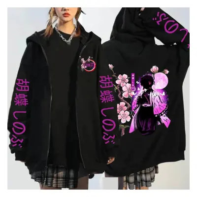 Mode Anime Kochou Shinobu Sweat à capuche zippé Manga Hiver Automne Printemps Veste décontractée