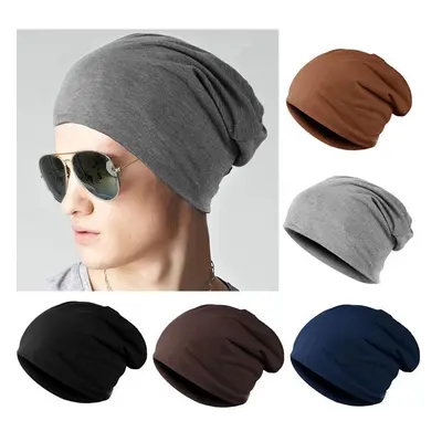 FAITOLAGI Hommes Femmes Mode Tricoté Chapeaux Couleur Unie Doux Coton Hip-hop Slouch Bonnets caf