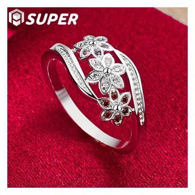 Bague en argent Sterling 925 avec fleur colorée en Zircon AAA, bijoux