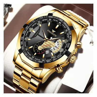 Montre en or pour hommes, sport d'affaires, étanche, grand cadran, calendrier, montres-bracelets