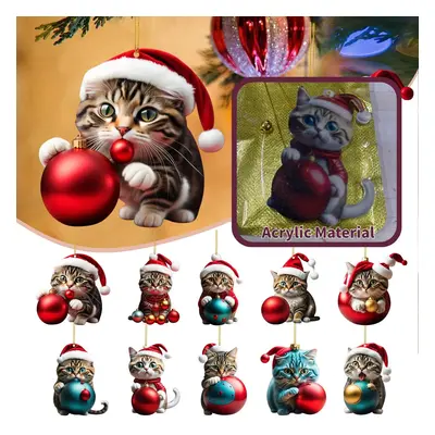 Pendentif de chaton mignon de noël, arbre de noël, chat suspendu, ornement, cadeau de nouvel an 