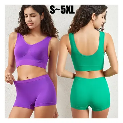 Ensemble de sous-vêtements pour femmes, soutien-gorge de Sport et culotte Boyshort, haut en coto