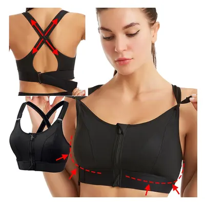 Femmes Sport soutien-gorge antichoc avant fermeture éclair sous-vêtements sans armature course g