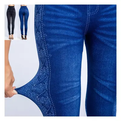 Femmes Leggings mode Imitation jean Denim impression Jegging mince Fitness élastique sans coutur