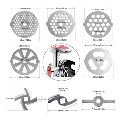 Disques de plaque de hachoir à viande en acier inoxydable, plaque de hachoir à lame, accessoires