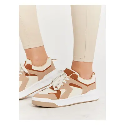 Sneakers beige et camel | Taille: 37 | Couleur: Kaki