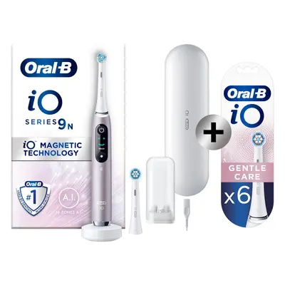 Oral-B iO 9 Rose Brosse à dents électrique avec 2 brossettes + 6 brossettes