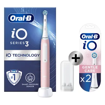 Oral-B iO 3 Rose Brosse à dents électrique avec brossette + 2 brossettes