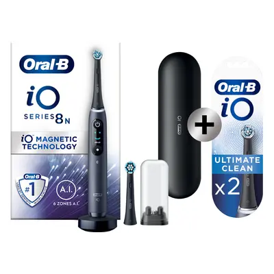 Oral-B iO 8 Noire Brosse à dents électrique avec 2 brossettes + 2 brossettes