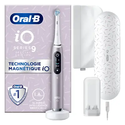 Oral-B iO 9 Brosse À Dents Électrique Édition Spéciale Rose Quartz, 1 Brossette, 1 Étui De Voyag