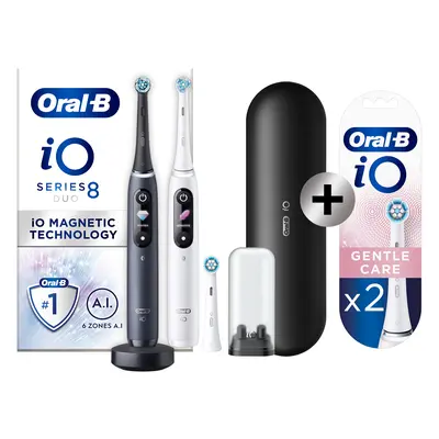 Oral-B iO 8 pack 2 brosses à dents électriques avec 3 brossettes + 2 brossettes