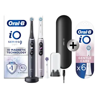 Oral-B iO 9 Pack 2 brosses à dents électriques avec 3 brossettes + 6 brossettes