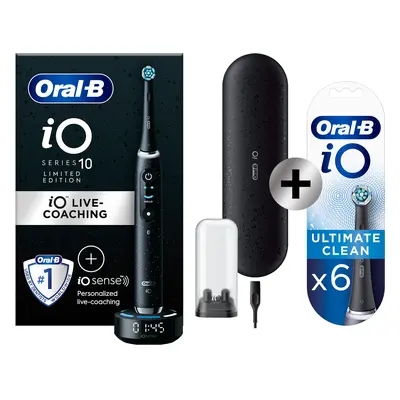 Oral-B iO 10 Noire Brosse à dents électrique avec brossette + 6 brossettes