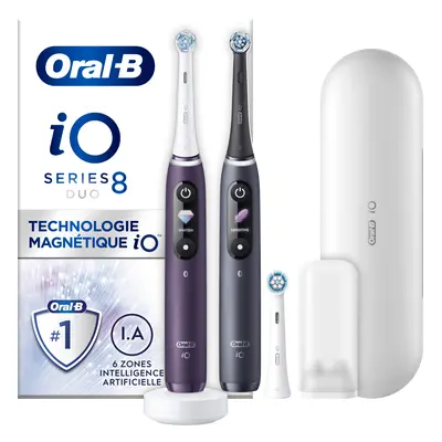 Oral-B iO 8 Pack 2 brosses à dents électriques avec 3 brossettes