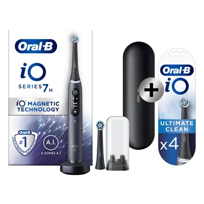 Oral-B iO 7 Noire Brosse à dents électrique avec 2 brossettes + 4 brossettes