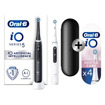 Oral-B iO 5 Pack 2 brosses à dents électriques avec brossettes + 4 brossettes