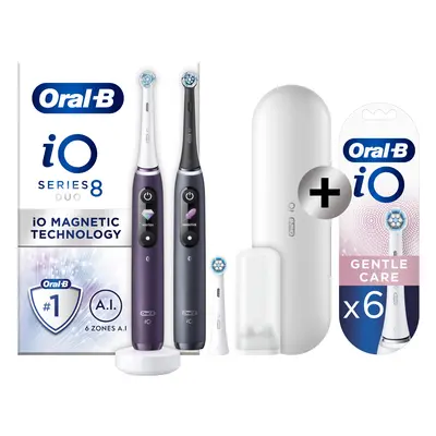 Oral-B iO 8 pack 2 brosses à dents électriques avec 3 brossettes + 6 brossettes