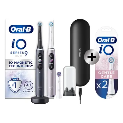 Oral-B iO 9 Pack 2 brosses à dents électriques avec 3 brossettes + 2 brossettes