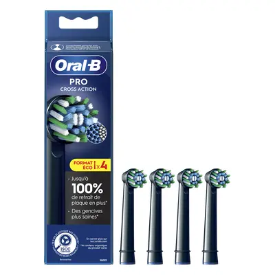 Oral-B Pro Cross Action Noire Brossettes Pour Brosse À Dents, Pack De 4 Unités