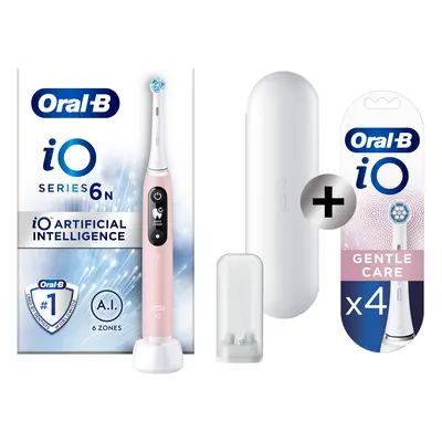 Oral-B iO 6 Rose Brosse à dents électrique avec 2 brossettes + 4 brossettes