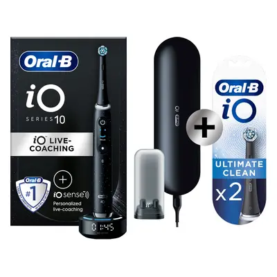 Oral-B iO 10 Noire Brosse à dents électrique avec brossette + 2 brossettes