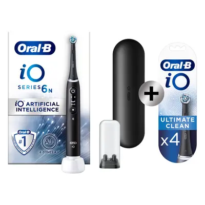 Oral-B iO 6 Noire Brosse à dents électrique avec brossette + 4 brossettes