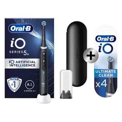 Oral-B iO 5 Noire Brosse à dents électrique avec brossette + 4 brossettes