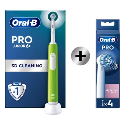 Oral-B Pro1 Verte Junior Brosse à dents électrique + 4 brossettes