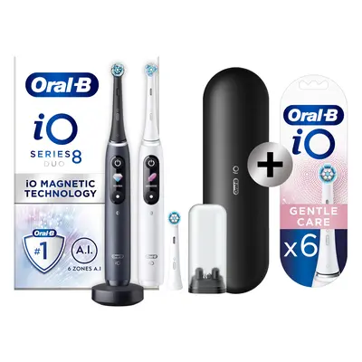 Oral-B iO 8 pack 2 brosses à dents électriques avec 3 brossettes + 6 brossettes