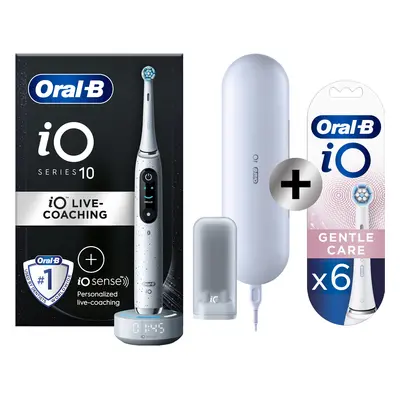 Oral-B iO 10 Blanche Brosse à dents électrique avec brossette + 6 brossettes