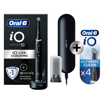 Oral-B iO 10 Noire Brosse à dents électrique avec brossette + 4 brossettes