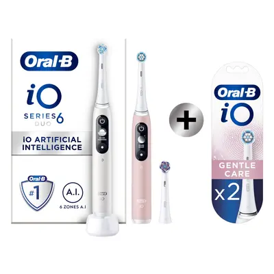 Oral-B iO 6 Pack 2 brosses à dents électriques avec 3 brossettes + 2 brossettes