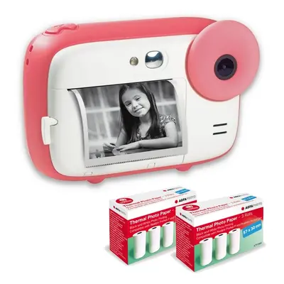 AGFA PHOTO Pack Realikids Instant Cam + 6 rouleaux Papier Thermique ATP3WH supplémentaires - App