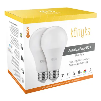 Pack de 2 - Ampoule LED Smart WiFi + Bluetooth® Antalya E27 11W Blanc + RVB Multicolor Konyks - 