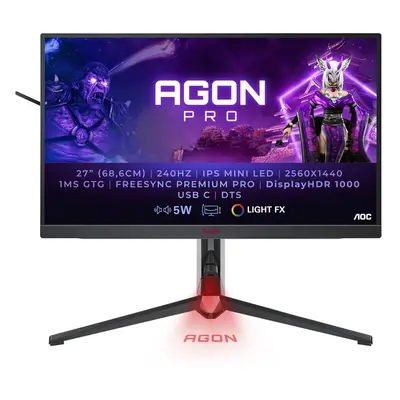 AOC AGON AG274QZM écran plat de PC 68,6 cm (27 ) 2560 x 1440 pixels Quad HD LED Noir, Rouge - Ne